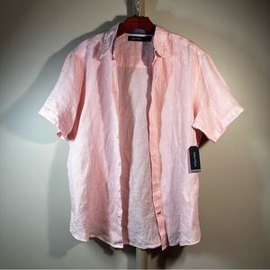 NWT Nautica men linen salmon shirt